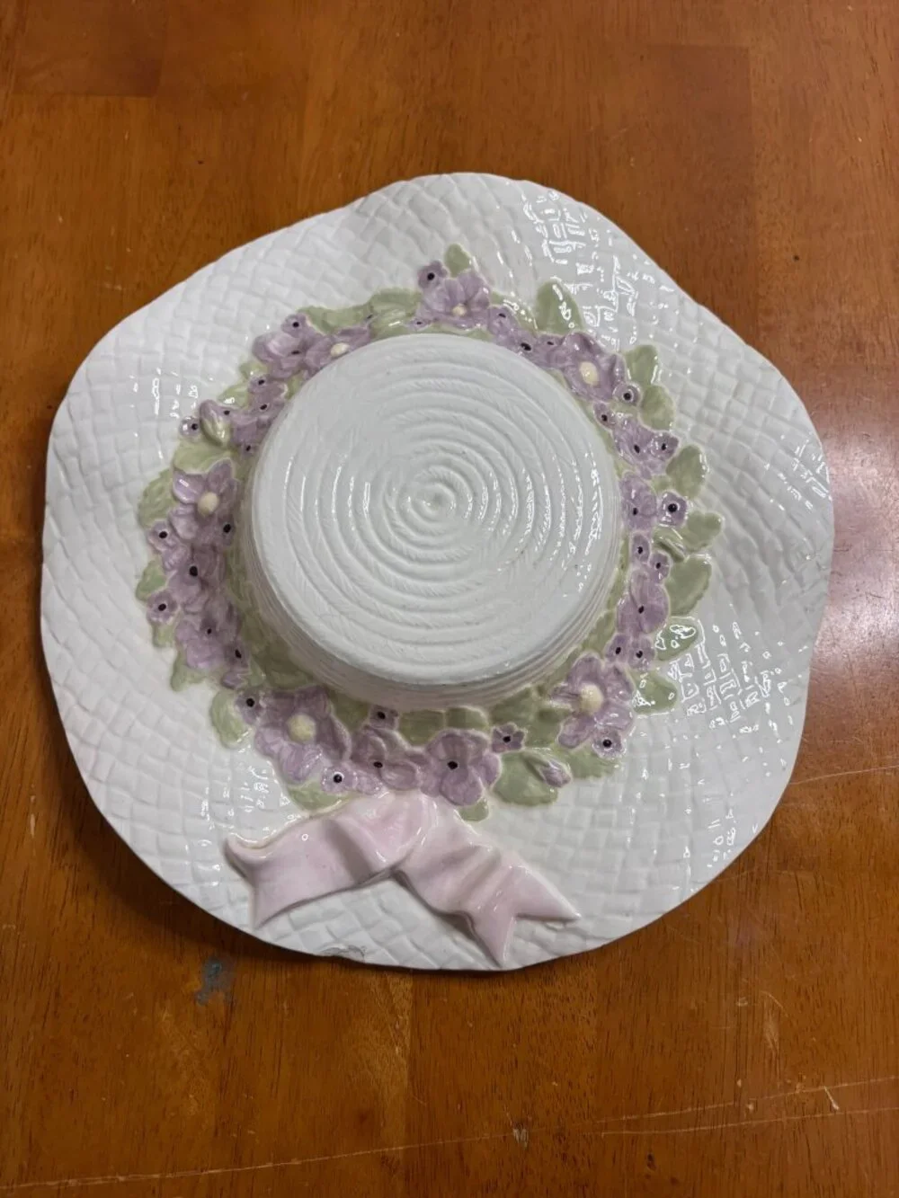 VTG Cottagecore Wall Decor Set Garden Print Ceramic Bonnet Magnolia Plaque
